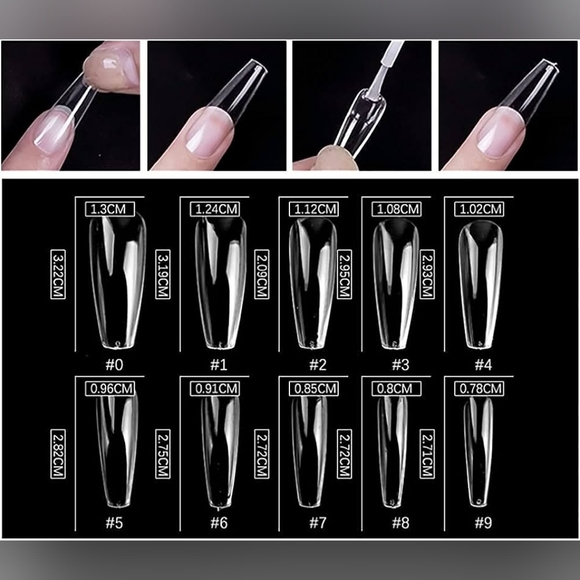 NWT 》2×《 100-pc ARTIFICIAL NAILS: TRANSLUCENT COFFIN SHAPED! - Picture 13 of 13